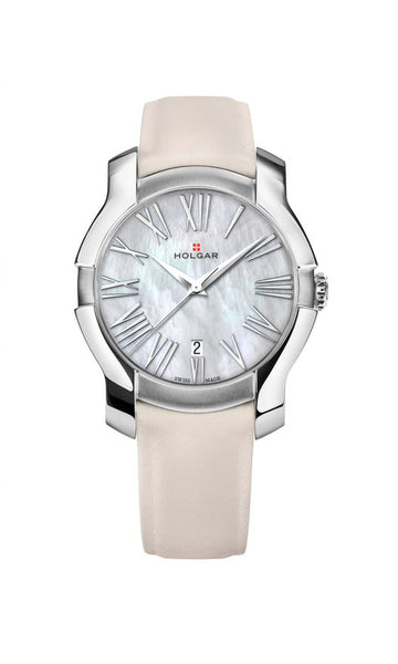 New Tavan Mother of Pearl White Leather Watch NEW Tavan 9789-BRN Womens Maiden Crystal Bezel MOP Dial  main image 3